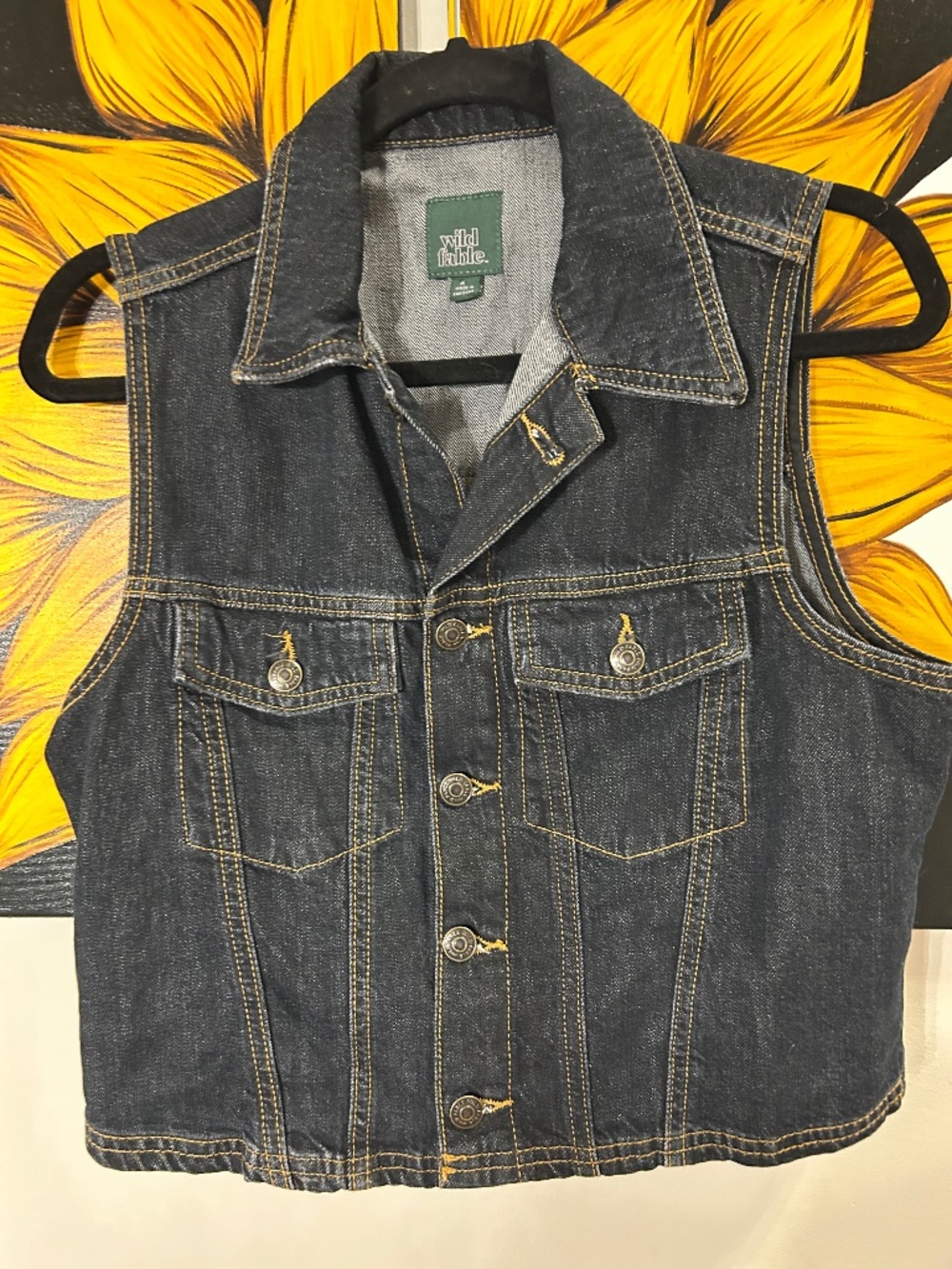 Wild Fable Dark Wash Denim Button Front Vest Women’s M